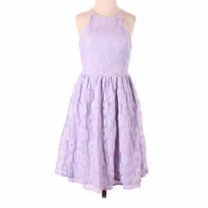 AQUA Lace High Neck Fit and Flare Dress